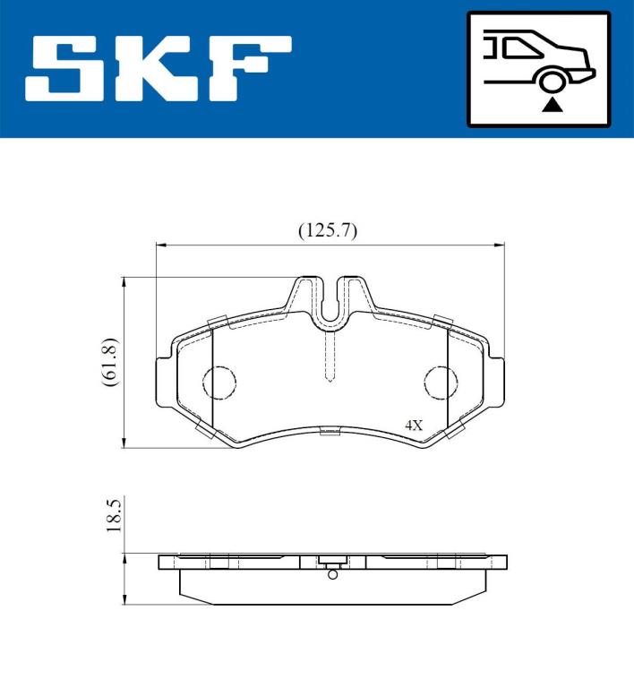 Jeu de 4 plaquettes de frein SKF ref. VKBP 91027
